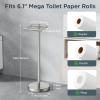 imageFORIOUS Toilet Paper Holder Wall Mount Stainless Steel Rustproof Double Post Pivoting Tissue Roll Holder for Bathroom Commercial Toilet Paper Dispenser Matte Black SquareStainless Steel