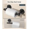 imageFORIOUS Toilet Paper Holder Wall Mount Stainless Steel Rustproof Double Post Pivoting Tissue Roll Holder for Bathroom Commercial Toilet Paper Dispenser Matte Black SquareMatte Black
