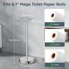imageFORIOUS Toilet Paper Holder Wall Mount Stainless Steel Rustproof Double Post Pivoting Tissue Roll Holder for Bathroom Commercial Toilet Paper Dispenser Matte Black SquareChrome