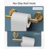 imageFORIOUS Toilet Paper Holder Wall Mount Stainless Steel Rustproof Double Post Pivoting Tissue Roll Holder for Bathroom Commercial Toilet Paper Dispenser Matte Black SquareBrushed Gold