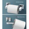 imageFORIOUS Toilet Paper Holder Wall Mount Stainless Steel Rustproof Double Post Pivoting Tissue Roll Holder for Bathroom Commercial Toilet Paper Dispenser Matte Black SquareChrome