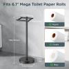imageFORIOUS Toilet Paper Holder Wall Mount Stainless Steel Rustproof Double Post Pivoting Tissue Roll Holder for Bathroom Commercial Toilet Paper Dispenser Matte Black SquareMatte Black