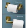 imageFORIOUS Toilet Paper Holder Wall Mount Stainless Steel Rustproof Double Post Pivoting Tissue Roll Holder for Bathroom Commercial Toilet Paper Dispenser Matte Black SquareBrushed Gold