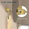 imageFORIOUS Toilet Paper Holder Wall Mount and Hand Towel Ring Set SUS 304 Stainless Steel Double Post Pivoting Tissue Roll Holder Modern Bathroom Hardware Accessories Set Matte BlackBrushed Gold