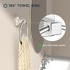 imageFORIOUS Toilet Paper Holder Wall Mount and Hand Towel Ring Set SUS 304 Stainless Steel Double Post Pivoting Tissue Roll Holder Modern Bathroom Hardware Accessories Set Matte BlackChrome