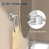 imageFORIOUS Toilet Paper Holder Wall Mount and Hand Towel Ring Set SUS 304 Stainless Steel Double Post Pivoting Tissue Roll Holder Modern Bathroom Hardware Accessories Set Matte BlackStainless Steel