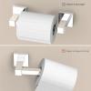 imageFORIOUS Toilet Paper Holder Wall Mount and Hand Towel Ring Set SUS 304 Stainless Steel Double Post Pivoting Tissue Roll Holder Modern Bathroom Hardware Accessories Set Matte BlackChrome