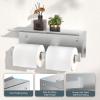 imageFORIOUS Toilet Paper Holder with Shelf 304 Stainless Steel Wall Mount Commercial Toilet Paper Dispenser Double Tissue Roll Holder for Bathroom Brushed NickelStainless Steel