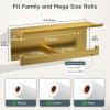imageFORIOUS Toilet Paper Holder with Shelf 304 Stainless Steel Wall Mount Commercial Toilet Paper Dispenser Double Tissue Roll Holder for Bathroom Brushed NickelBrushed Gold