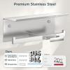 imageFORIOUS Toilet Paper Holder with Shelf 304 Stainless Steel Wall Mount Commercial Toilet Paper Dispenser Double Tissue Roll Holder for Bathroom Brushed NickelStainless Steel