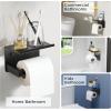 imageFORIOUS Toilet Paper Holder with Shelf Adhesive or Screw Wall Mount Toilet Roll Holder for Bathroom Rustproof 304 Stainless Steel Commercial Toilet Tissue Holder with Phone Shelf Brushed NickelMatte Black