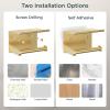 imageFORIOUS Toilet Paper Holder with Shelf Adhesive or Screw Wall Mount Toilet Roll Holder for Bathroom Rustproof 304 Stainless Steel Commercial Toilet Tissue Holder with Phone Shelf Brushed NickelBrushed Gold