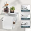 imageFORIOUS Toilet Paper Holder with Shelf Adhesive or Screw Wall Mount Toilet Roll Holder for Bathroom Rustproof 304 Stainless Steel Commercial Toilet Tissue Holder with Phone Shelf Brushed NickelChrome