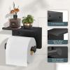 imageFORIOUS Toilet Paper Holder with Shelf Adhesive or Screw Wall Mount Toilet Roll Holder for Bathroom Rustproof 304 Stainless Steel Commercial Toilet Tissue Holder with Phone Shelf Brushed NickelMatte Black