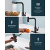 imageFORIOUS Touchless Waterfall Kitchen Faucets Black Kitchen Sink Faucet with Pull Down Sprayer Stainless Steel Modern Contemporary Kitchen Faucet HandsFree for Laundry Bar Rv FarmhouseMatte Black