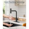 imageFORIOUS Touchless Waterfall Kitchen Faucets Black Kitchen Sink Faucet with Pull Down Sprayer Stainless Steel Modern Contemporary Kitchen Faucet HandsFree for Laundry Bar Rv FarmhouseMatte Black