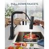 imageFORIOUS Touchless Waterfall Kitchen Faucets Black Kitchen Sink Faucet with Pull Down Sprayer Stainless Steel Modern Contemporary Kitchen Faucet HandsFree for Laundry Bar Rv FarmhouseMatte Black