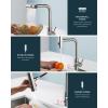 imageFORIOUS Touchless Waterfall Kitchen Faucets Black Kitchen Sink Faucet with Pull Down Sprayer Stainless Steel Modern Contemporary Kitchen Faucet HandsFree for Laundry Bar Rv FarmhouseStainless Steel