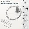 imageFORIOUS Towel Ring SUS304 Stainless Steel Modern Hand Towel Holder Rack Hanger Round for Bathroom Wall Mounted Ideal for Bath Kitchen RV Matte BlackChrome
