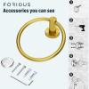 imageFORIOUS Towel Ring SUS304 Stainless Steel Modern Hand Towel Holder Rack Hanger Round for Bathroom Wall Mounted Ideal for Bath Kitchen RV Matte BlackDark Gold