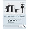 imageFORIOUS Upgrade Black Waterfall Bathroom Faucets 3 Hole Widespread 8 Inch Sleek Bathroom Sink Faucet with Metal Popup Drain and Supply Lines Two Handles for Vanity Farmhouse RemodelMatte Black