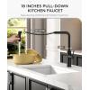 imageFORIOUS Waterfall Kitchen Faucet with Pull Down Sprayer 5 Spout Modes Brushed Nickel Stainless Steel Single Handle 360 Swivel Kitchen Sink Faucet with Deck Plate for 1 or 3 Hole for Bar FarmhouseMatte Black