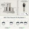 imageFORIOUS Widespread Bathroom Sink Faucet 3 Hole Brushed Nickel 2 Handles Waterfall Bathroom Faucet with Metal Popup Drain and 24quot Hot and Cold Water Hoses Suitable for Vanity RV RestroomStainless Steel
