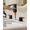 imageFORIOUS Widespread Bathroom Sink Faucet 3 Hole Brushed Nickel 2 Handles Waterfall Bathroom Faucet with Metal Popup Drain and 24quot Hot and Cold Water Hoses Suitable for Vanity RV RestroomMatte Black