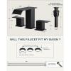 imageFORIOUS Widespread Bathroom Sink Faucet 3 Hole Brushed Nickel 2 Handles Waterfall Bathroom Faucet with Metal Popup Drain and 24quot Hot and Cold Water Hoses Suitable for Vanity RV RestroomMatte Black