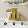 imageFORIOUS Widespread Bathroom Sink Faucet 3 Hole Brushed Nickel 2 Handles Waterfall Bathroom Faucet with Metal Popup Drain and 24quot Hot and Cold Water Hoses Suitable for Vanity RV RestroomBrushed Gold