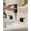 imageFORIOUS Widespread Bathroom Sink Faucet 3 Hole Brushed Nickel 2 Handles Waterfall Bathroom Faucet with Metal Popup Drain and 24quot Hot and Cold Water Hoses Suitable for Vanity RV RestroomBlackGold