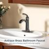 imageForious Black Bathroom Faucets Tall Waterfall Bathroom Faucet Single Handle One Hole Deck Mount Bowl Vessel Sink Faucet Bathroom with Metal Pop Up Drain and Supply LinesOil Rubbed Bronze