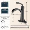 imageForious Black Bathroom Faucets Tall Waterfall Bathroom Faucet Single Handle One Hole Deck Mount Bowl Vessel Sink Faucet Bathroom with Metal Pop Up Drain and Supply LinesMatte Black
