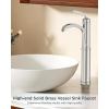 imageForious Black Bathroom Faucets Tall Waterfall Bathroom Faucet Single Handle One Hole Deck Mount Bowl Vessel Sink Faucet Bathroom with Metal Pop Up Drain and Supply LinesBrushed Nickel