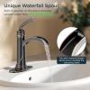 imageForious Black Bathroom Faucets Tall Waterfall Bathroom Faucet Single Handle One Hole Deck Mount Bowl Vessel Sink Faucet Bathroom with Metal Pop Up Drain and Supply LinesOil Rubbed Bronze