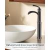 imageForious Black Bathroom Faucets Tall Waterfall Bathroom Faucet Single Handle One Hole Deck Mount Bowl Vessel Sink Faucet Bathroom with Metal Pop Up Drain and Supply LinesOil Rubbed Bronze