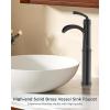 imageForious Black Bathroom Faucets Tall Waterfall Bathroom Faucet Single Handle One Hole Deck Mount Bowl Vessel Sink Faucet Bathroom with Metal Pop Up Drain and Supply LinesMatte Black