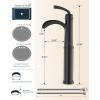 imageForious Black Bathroom Faucets Tall Waterfall Bathroom Faucet Single Handle One Hole Deck Mount Bowl Vessel Sink Faucet Bathroom with Metal Pop Up Drain and Supply LinesMatte Black