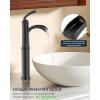 imageForious Black Bathroom Faucets Tall Waterfall Bathroom Faucet Single Handle One Hole Deck Mount Bowl Vessel Sink Faucet Bathroom with Metal Pop Up Drain and Supply LinesMatte Black
