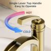imageForious Black Bathroom Faucets Tall Waterfall Bathroom Faucet Single Handle One Hole Deck Mount Bowl Vessel Sink Faucet Bathroom with Metal Pop Up Drain and Supply LinesBrushed Gold