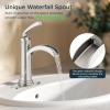 imageForious Black Bathroom Faucets Tall Waterfall Bathroom Faucet Single Handle One Hole Deck Mount Bowl Vessel Sink Faucet Bathroom with Metal Pop Up Drain and Supply LinesBrushed Nickel