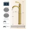 imageForious Black Bathroom Faucets Tall Waterfall Bathroom Faucet Single Handle One Hole Deck Mount Bowl Vessel Sink Faucet Bathroom with Metal Pop Up Drain and Supply LinesBrushed Gold