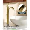 imageForious Black Bathroom Faucets Tall Waterfall Bathroom Faucet Single Handle One Hole Deck Mount Bowl Vessel Sink Faucet Bathroom with Metal Pop Up Drain and Supply LinesBrushed Gold