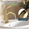 imageForious Black Bathroom Faucets Tall Waterfall Bathroom Faucet Single Handle One Hole Deck Mount Bowl Vessel Sink Faucet Bathroom with Metal Pop Up Drain and Supply LinesBrushed Gold