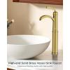 imageForious Black Bathroom Faucets Tall Waterfall Bathroom Faucet Single Handle One Hole Deck Mount Bowl Vessel Sink Faucet Bathroom with Metal Pop Up Drain and Supply LinesBrushed Gold