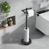 imageToilet Paper Holder Stand Adjustable Freestanding Tissue Roll Holder for Bathroom Pivoting Design Durable SUS 304 Stainless Steel and Weighted Base Toilet Paper Stand Storage Brushed NickelMatte Black