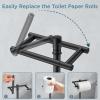 imageToilet Paper Holder Stand Adjustable Freestanding Tissue Roll Holder for Bathroom Pivoting Design Durable SUS 304 Stainless Steel and Weighted Base Toilet Paper Stand Storage Brushed NickelMatte Black