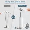imageToilet Paper Holder Stand Adjustable Freestanding Tissue Roll Holder for Bathroom Pivoting Design Durable SUS 304 Stainless Steel and Weighted Base Toilet Paper Stand Storage Brushed NickelBrushed Nickel