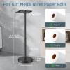imageToilet Paper Holder Stand Adjustable Freestanding Tissue Roll Holder for Bathroom Pivoting Design Durable SUS 304 Stainless Steel and Weighted Base Toilet Paper Stand Storage Brushed NickelMatte Black