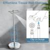 imageToilet Paper Holder Stand Adjustable Freestanding Tissue Roll Holder for Bathroom Pivoting Design Durable SUS 304 Stainless Steel and Weighted Base Toilet Paper Stand Storage Brushed NickelBrushed Nickel